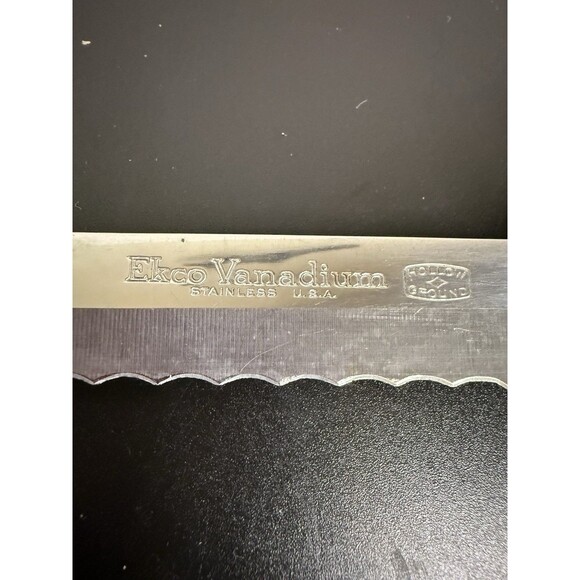 Ekco Vanadium Blue Dutch Tulip Knife Hollow Ground Bread Carving 14” VTG - Picture 4 of 6